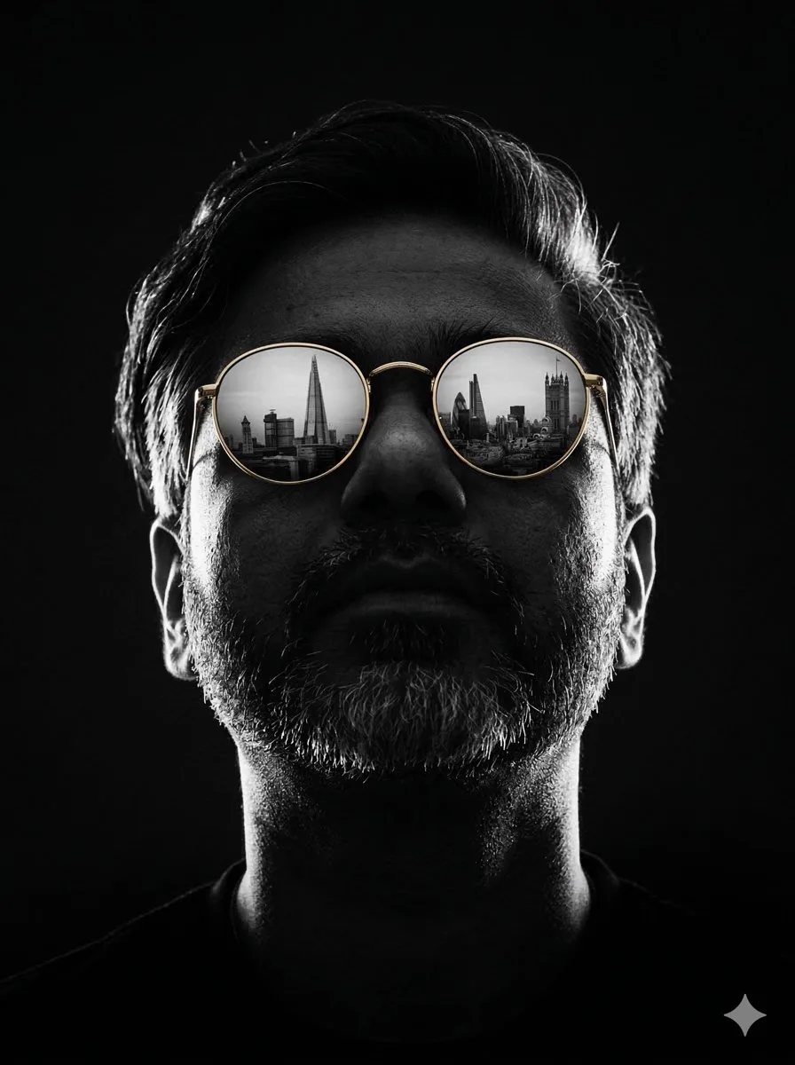 Aabhishek Siloya wearing sunglasses and looking upward.