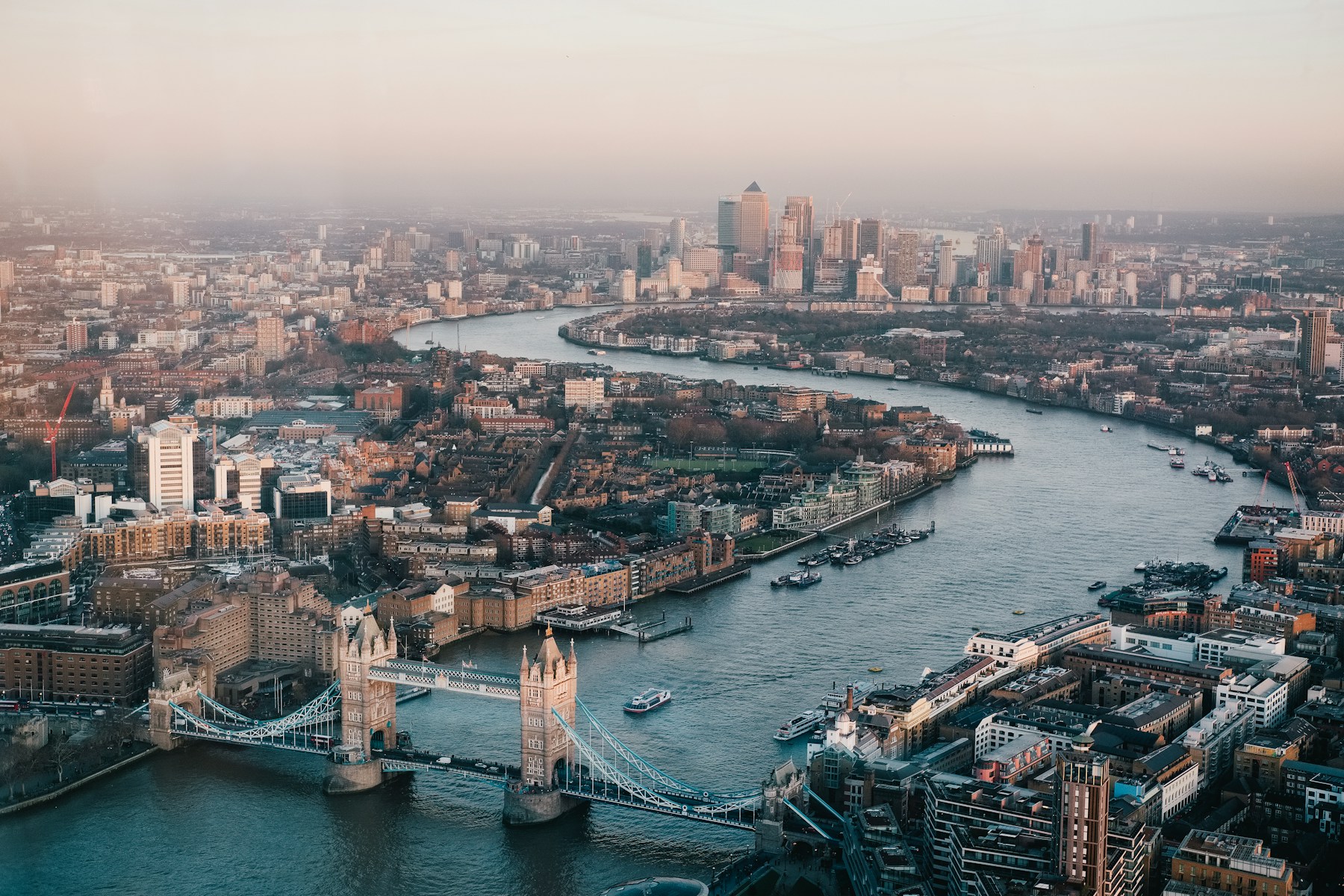 London at dusk over the river